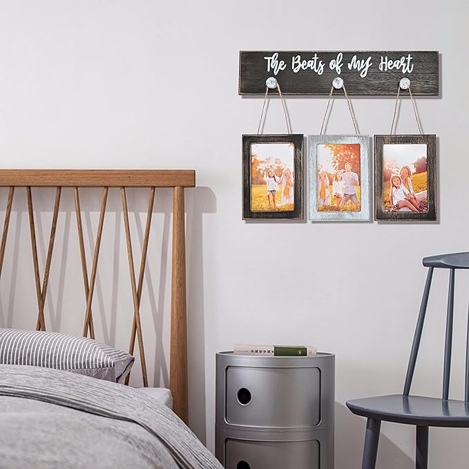 4X6 Picture Frames Collage for Wall Farmhouse Rustic Vintage Photo Frame with HD plexiglass Hanging Collage Picture Frame Wall Decor for Living Room, Set of 3