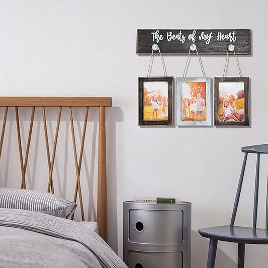 4X6 Picture Frames Collage for Wall Farmhouse Rustic Vintage Photo Frame with HD plexiglass Hanging Collage Picture Frame Wall Decor for Living Room, Set of 3