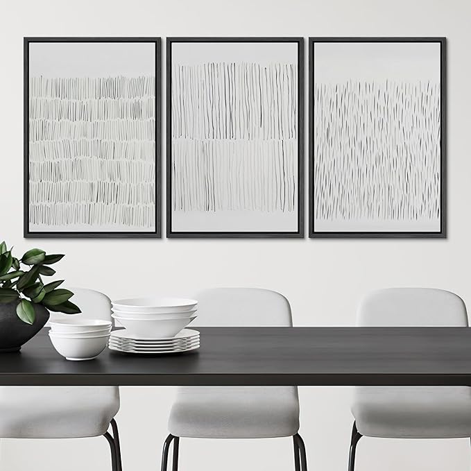 SIGNLEADER Framed Canvas Print Wall Art Set Minimalist Black and White Line Illustrations Minimal Decorative Bohemian Nordic for Living Room, Bedroom, Office - 16"x24"x3 BLACK