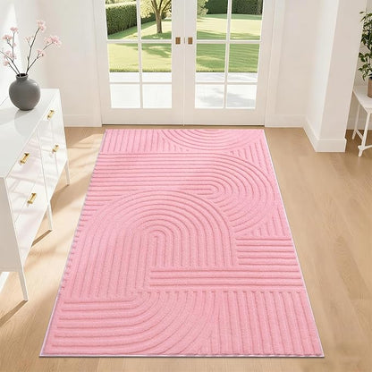 Pauwer Pink Area Rug for Girls Bedroom 3x5 Soft Fluffy Non Slip Machine Washable Rugs Arch Modern Indoor Mat Fuzzy Floor Carpet for Kids Nursery Living Room Dorm Playroom Dining Baby Home Decor