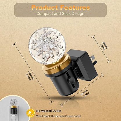 JandCase Night Lights Plug into Wall, 2 Pack Dimmable Night Light Pulg in, Globular Automatic Night Lights with Auto Light Sensor, Adjustable Brightness 3000K LED Night Light, for Bedroom Hallway