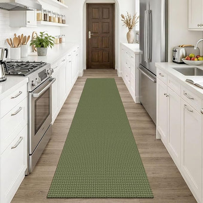 KOZYFLY Runners Rugs for Hallway 2x10, Washable Runner Rug, Woven Non Slip Kitchen Runner, Braided Entryway Rug, Floor Carpet for Entry, Aisle, Hall, Olive Green/Earthy Green