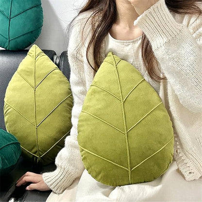 Leaf Pillow,3D Leaf Shaped Plant Pillows Green Tropical Plant Cushion for Sofa Office Bedroom Home Decor Green (19.7"x11.8")