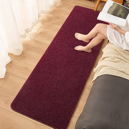 2x6 Burgundy Bedside Runner Rug, Red Area Rugs for Bedroom, Non Slip Soft Modern Memory Foam Carpet, Low Pile Washable Carpets for Entrance Kitchen Laundry Living Room Decor
