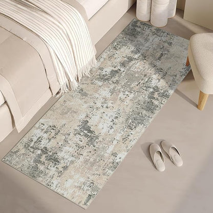 ROYHOME Modern Abstract 2x10 Runner Rug Washable Non Slip Stain Resistant Rug for Hallway Kitchen Bedroom Non Shedding Low Pile Indoor Floor Cover,Grey Yellow