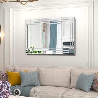 40"x28" Decorative Wall Mirror Gorgeous Silver Mirror for bedrooms, bathrooms, entryways hallways, Living Room and Dining Room Walls