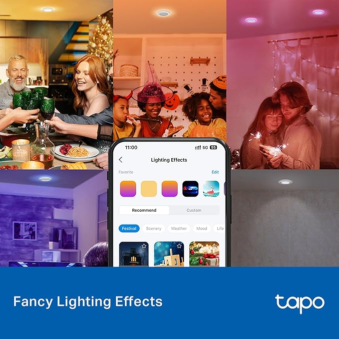 Tapo Smart 4-Inch Recessed Downlight Kit (4-Pack) - 850 lm, 16M Colors, Tunable White 2700K-6500K, Ultra-Dim 1%, Matter-Compatible, Wi-Fi & Bluetooth Mesh - L730-4 KIT