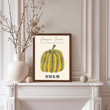 Poster Master Vintage Poster - Retro Pop Art Print - Gift for Artist, Friend - Pumpkin Forever, Black Dot, Modern, Abstract - Wall Decor for Home, Office, 11x14 Brown Framed