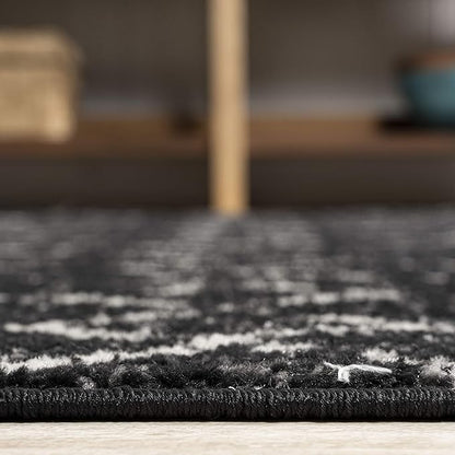 JONATHAN Y Boho Vintage Diamond Black/Ivory Round Area Rug 8 ft, Moroccan Hype for Living Room, Bedroom, Kitchen, Office, Easy-Cleaning, High Traffic, Pet-Friendly, Non-Shedding (MOH101D-8R)