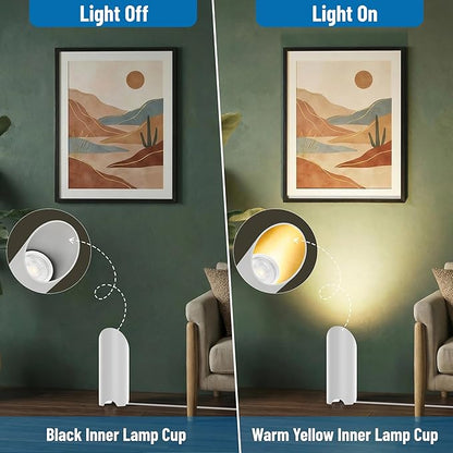 2 Pack Up Lights Indoor, 6W 3000K Warm White Uplighting Indoor Floor Can Light with GU10 Bulb, Indoor Floor Spotlight for Plants, Wall & Artwork, Plug Cord & Foot Switch, White