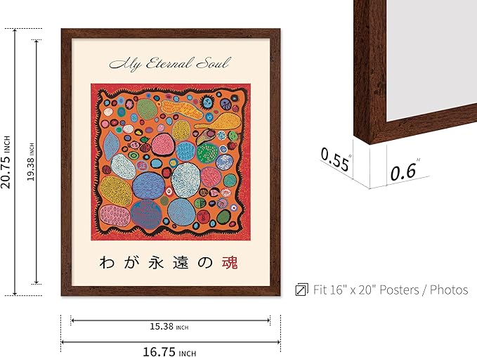 Poster Master Vintage Poster - Retro Pop Art Print - Gift for Artist, Friend - My Eternal Soul, Dot, Colorful, Modern, Abstract - Wall Decor for Home, Office, 16x20 Brown Framed