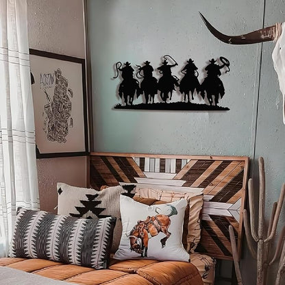 LIYAOLI 3D Vintage Western Wall Decor,Black Metal Cowboy Wall Art Hanging Riding Rustic Cowboys Party Decorations Farmhouse Home Decor,Metal Wall Sculptures for Living Room,Bedroom