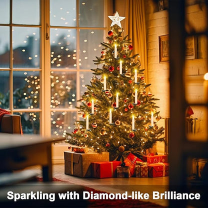 TECHLONG 20 PCS Flickering Christmas Tree Candle Lights, Clip on Candles for Christmas Tree Battery Operated with Remote Timer, Flameless LED Window Candles for Home Christmas Party Decoration