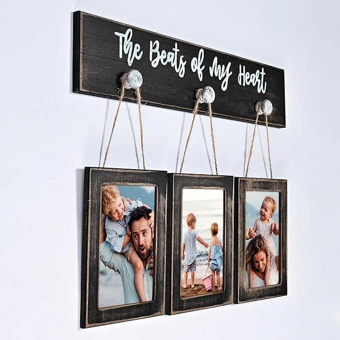 4X6 Picture Frames Collage for Wall Farmhouse Rustic Black Photo Frame with HD plexiglass Hanging Black Picture Frame Wall Decor for Living Room, Set of 3
