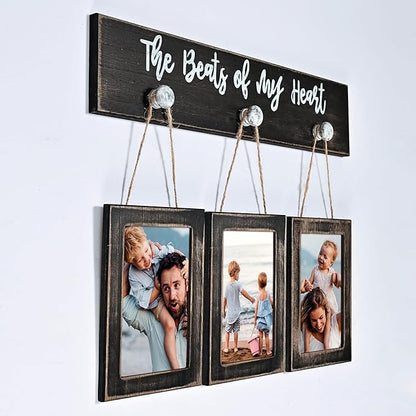 4X6 Picture Frames Collage for Wall Farmhouse Rustic Black Photo Frame with HD plexiglass Hanging Black Picture Frame Wall Decor for Living Room, Set of 3