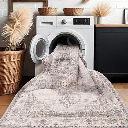 Washable Hallway Runner Rugs 3x16: Soft Ultra Thin Low Pile Carpet Machine Washable Indoor Lightweight Rug Runner Anti Slip Backing Rugs for Living Room Bedroom Kitchen 3'x16' Beige