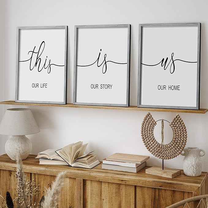 Heiple This is Us Wall Decor 11"x14" Framed Wooden Wall Sign for Home Decor Farmhouse Vintage Rustic Living Room Minimalist Family Wall Art (Gray)