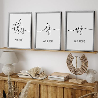 Heiple This is Us Wall Decor 11"x14" Framed Wooden Wall Sign for Home Decor Farmhouse Vintage Rustic Living Room Minimalist Family Wall Art (Gray)