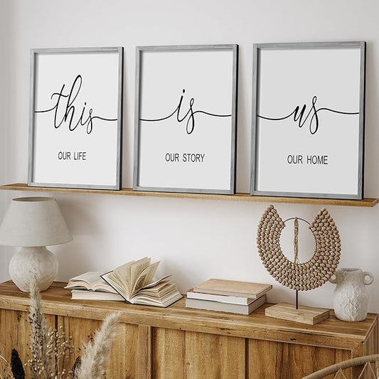 Heiple This is Us Wall Decor 11"x14" Framed Wooden Wall Sign for Home Decor Farmhouse Vintage Rustic Living Room Minimalist Family Wall Art (Gray)