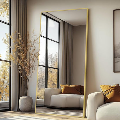 MELOMOIR 71"x32" Gold Mirror - Full Length, Large Floor Mirror for Home Gym, Bedroom, Living Room - Shatterproof Tempered Glass, Wall Mirror