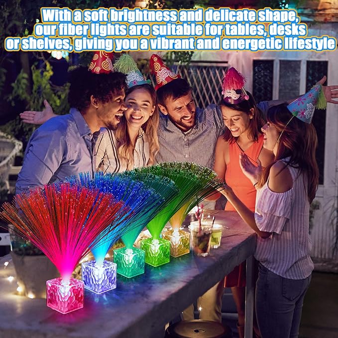 Amylove 8 Pcs Mini Fiber Optic Lamp Bulk LED Light Color Changing Table Centerpiece Glow in The Dark Party Favors Supplies for Wedding Graduation Prom Birthday Disco Dance Decorations (9 Inch)