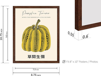 Poster Master Vintage Poster - Retro Pop Art Print - Gift for Artist, Friend - Pumpkin Forever, Black Dot, Modern, Abstract - Wall Decor for Home, Office, 8x10 Brown Framed