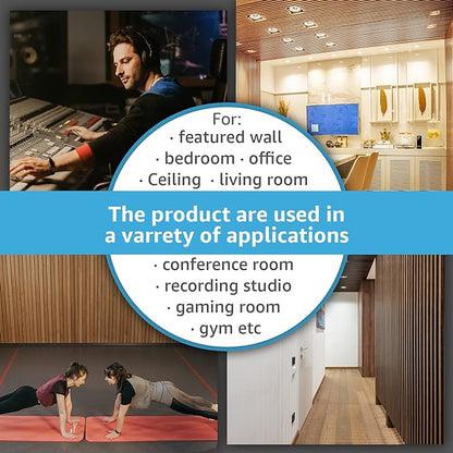 Art3d 4-Piece Wood Slat Acoustic Panels for Stylish Decor and Noise Reduction, 3D Textured Panel for Ceiling and Wall, Walnut