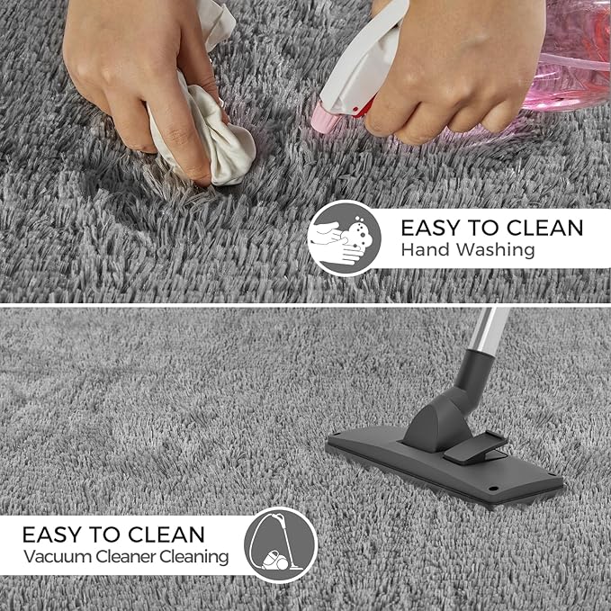 Ultra Soft Rug for Living Room, 3X5 Grey Fluffy Shag Area Rug for Bedroom, Modern Shaggy Carpets Fuzzy Rug for Teens Dorm Nursery Home Decor Aesthetic, Upgrade Anti-Skid Durable
