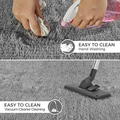 Ultra Soft Rug for Living Room, 3X5 Grey Fluffy Shag Area Rug for Bedroom, Modern Shaggy Carpets Fuzzy Rug for Teens Dorm Nursery Home Decor Aesthetic, Upgrade Anti-Skid Durable
