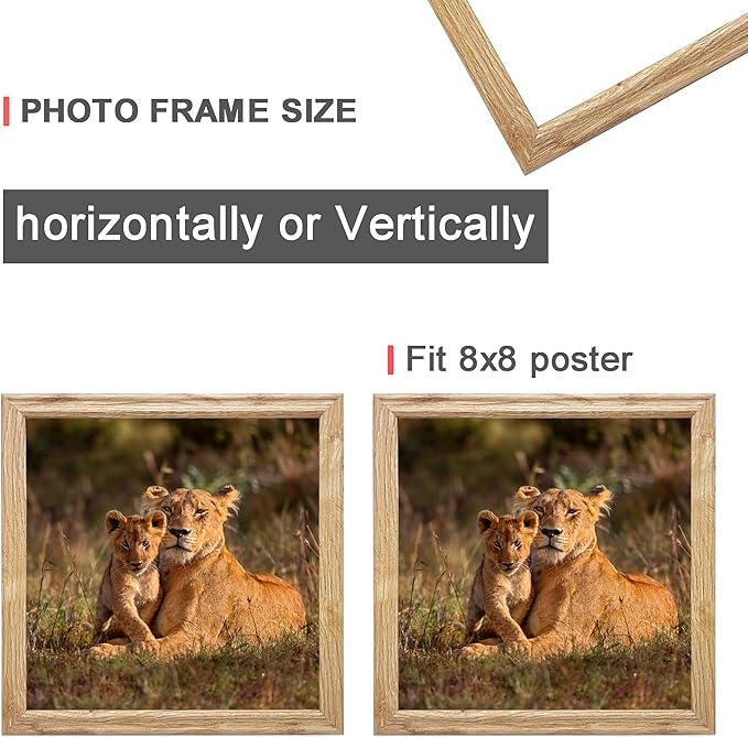 8x8 Picture Frame set of 3, Modern Style Woode Frame 8 x 8 Square Wall Gallery Poster Photo Frame for Wall Hanging or Tabletop, Wall Mounting Horizontally or Vertically,best gift