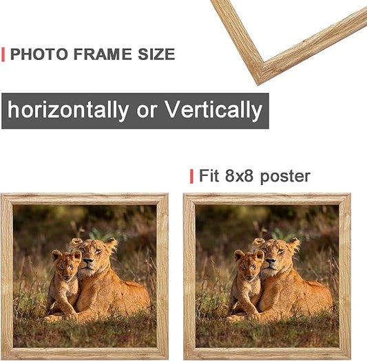8x8 Picture Frame set of 3, Modern Style Woode Frame 8 x 8 Square Wall Gallery Poster Photo Frame for Wall Hanging or Tabletop, Wall Mounting Horizontally or Vertically,best gift