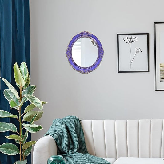 YCHMIR 14.8 x 13.1 inch Oval Wall Mirror Vintage Style (Purple)