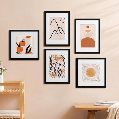 eletecpro 12x12 Picture Frames Set of 10, Gallery Wall Frames Display 8x8 Photo with Mat or 12x12 without Mat, Picture Frame Collage Wall Decor for Wall Mounting, Black