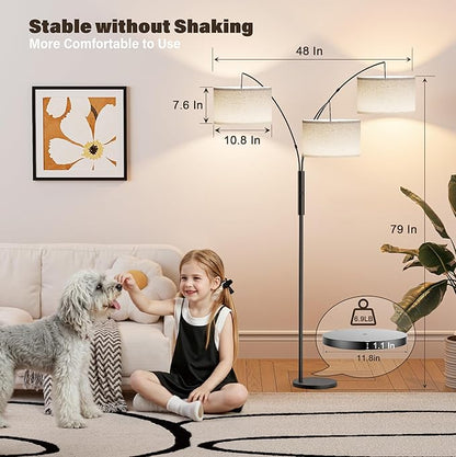 SIBRILLE 27W Floor Lamps for Living Room - Super Bright Dimmable Tree Floor Lamp, Modern Standing Lamp with Remote & Touch Control, 3 Lights Tall Lamp for Living Room Corner, Bedroom, Office