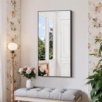 COFENY Black Bathroom Mirror for Wall, 20x40 Inch Rectangle Mirror with Metal Frame, Modern Vanity Mirrors for Bathroom Living Room, Entryway Hangs Horizontal or Vertical