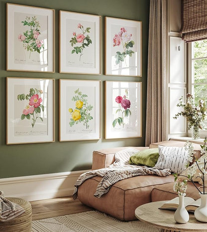 DREAM BIG PRINTABLES Vintage Flowers Wall Art Prints (Set of 6) - 11x14 Unframed