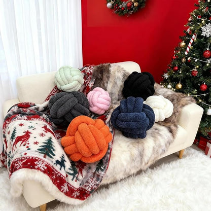 Knot Pillow Ball Plush - Decorative Throw Pillows for Bed Relieve Stress, Round Knot Cushion for Sofa Decor Pet Toy, Sage Green 8 inch