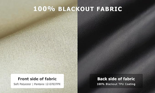 LazBlinds 100% Blackout Door Curtain, No Tools No Drill Cordless Blinds for Windows, Thermal Insulated UV Protection Privacy Window Curtains for French Door Front Door(26''W x 68''H, Cream, 1 Panel)