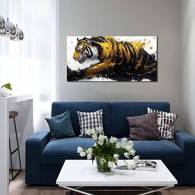 JKWALL77 Tiger Wall Canvas Art for Living Room - Animal Pictures for Office Wall Decor - Boys Bedroom Wall Decor Size 20" x 40"