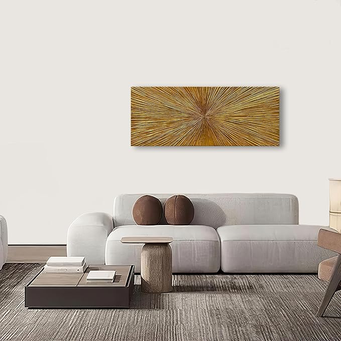 NANKAI Art Hand Painted Gold Texture Abstract Art Oil Painting Modern Style Art Living Room Office Corridor Wall Decoration Oil Painting 24x60 inch Large Canvas Painting