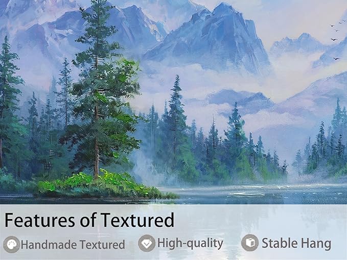 Ardemy Forest Landscape Canvas Painting 48"x24" - Nature Wall Art Picture of Mountain Textured Green Tranquil Artwork Framed Large for Living Room Bedroom Dining Room Home Office Wall Decor