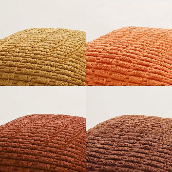 Fancy Homi 4 Packs Decorative Throw Pillow Covers for Living Room Couch Bed, Modern Farmhouse Boho Home Décor Accent Cushion Case, 22" x 22", Burnt Orange Series