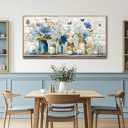Wapluam Floral Wall Art for Living Room,Wall Art Bedroom,Elegant Flowers Painting Prints,Still Life Vintage Wall Decor,Farmhouse Framed Artwork for Bathroom Dining Room Home Office Decoration 20x40 In