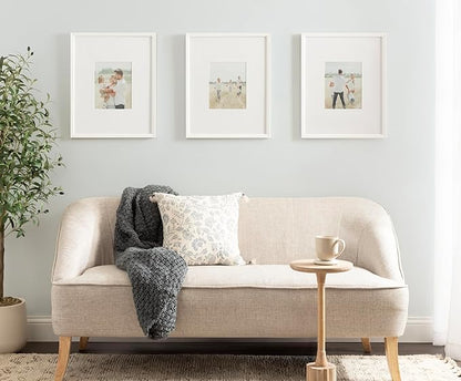 Kate and Laurel Adlynn Coastal Rectangle Picture Frame Set of 3, 16 x 20 matted to 8 x 10, White, Modern Three-Piece Photo Frame Set for Gallery Wall Decor in Living Room Wall Display