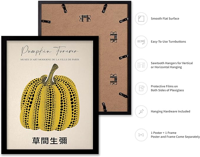 Poster Master Vintage Poster - Retro Pop Art Print - Gift for Artist, Friend - Pumpkin Forever, Black Dot, Modern, Abstract - Wall Decor for Home, Office, 16x20 Black Framed