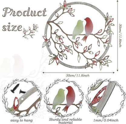Ferraycle Metal Wall Art Bird on Tree Branch Silhouette Bird Hanging Ornament Porch Wall Decor for Living Room Outdoor Garden Bedroom Office Housewarming Party Decoration(Elegant Color)