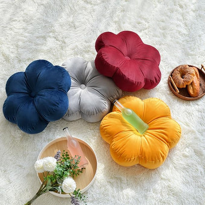 Xuyier Flower Pillow, Flower Shaped Pillow with Velvet for Couch Bed Chair Sofa, Home Decor Floor Seating Cushion Cute Throw Pillows for Living Room Bedroom (15 Inches, Navy Blue)