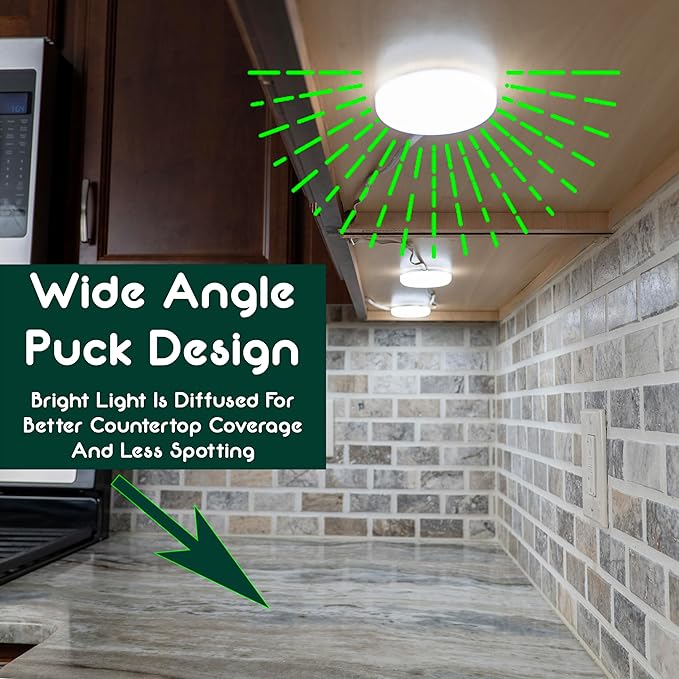 8 Puck Kit - Super Bright Wide Angle Light Spread - Smart Under Cabinet Lighting - 2700K-6500K - 95 CRI - WWA - Works With Alexa, Google, Apple - Matter Certified - Plug-In - Hands-Free Control Box