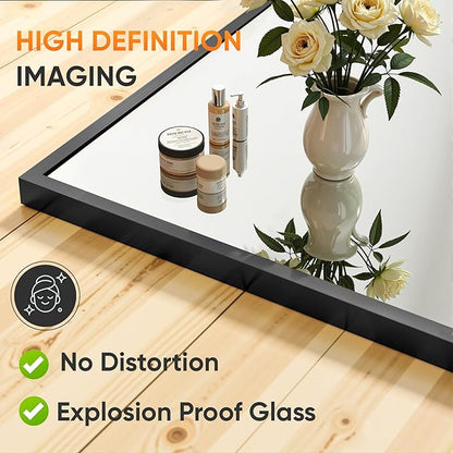 Suidia Full Length Mirror, 56"x14" Floor Standing Mirror Freestanding, Full Body Mirrors with Stand for Bedroom, Hanging Mounted for Living Room Cloakroom, Black, Rectangular Style