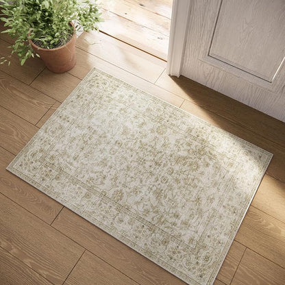 Machine Washable Area Rugs for Entryway: Door Mat Indoor Entrance 2x3 Boho Rug Stain Resistant Non-Slip Low Pile Soft Throw Carpet for Kitchen Front Door Indoor Entrance Entry Bedroom